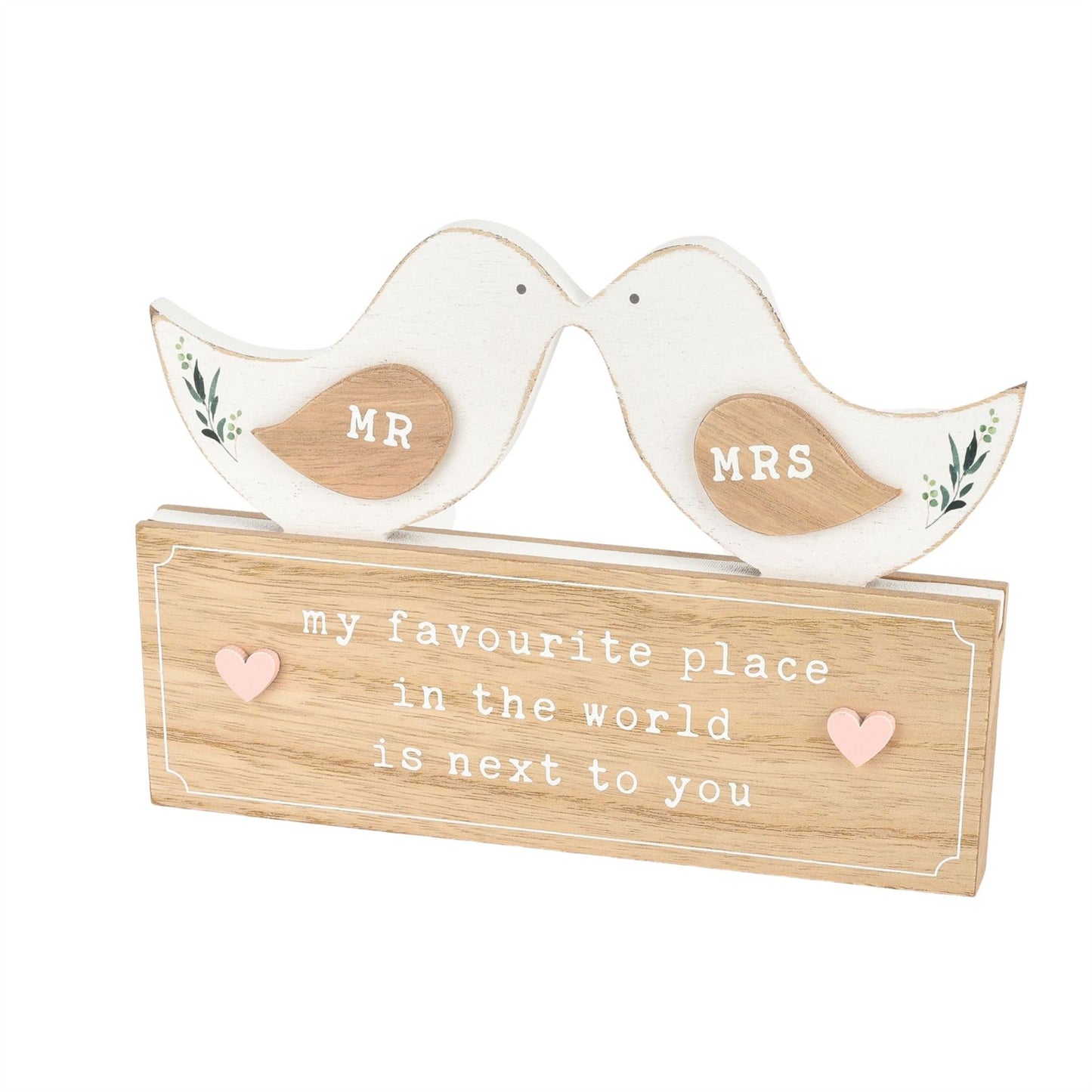 Love Story Love Birds Mantel Plaque "Mr" & "Mrs"