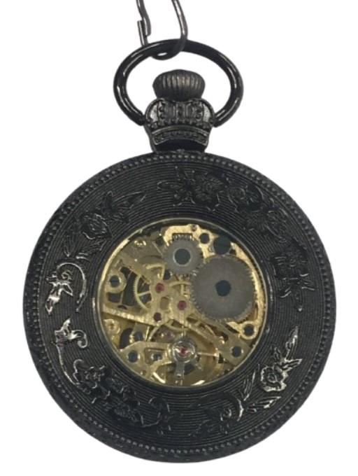 Mens & Ladies Mechanical Hand Winding Half Hunter Steampunk Gun Pocket Watch