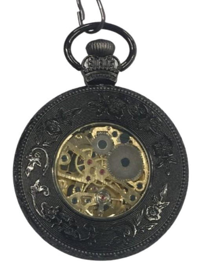 Mens & Ladies Mechanical Hand Winding Half Hunter Steampunk Gun Pocket Watch