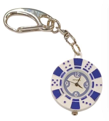 Imperial Key Chain Clock White & Blue £10 London Casinos IMP748B - CLEARANCE NEEDS RE-BATTERY