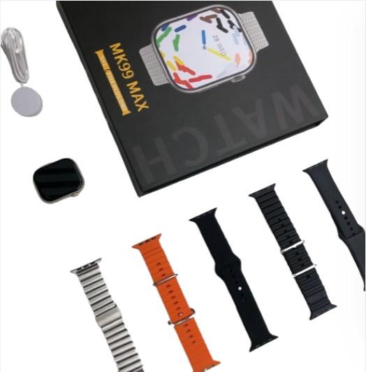 MK99 MAX Mens Smart Watch Amoled Display with Adjustable Knob & Assorted Rubber/Metal Strap
