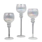 Set of 3 Clear Glass Goblet Style Candle Holders