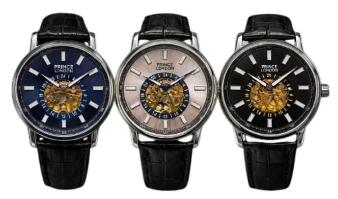 NYL Mens Fashion Automatic Leather Mechanical Round Face Dial Analogue Leather Strap Watch NY London Available Multi Colour
