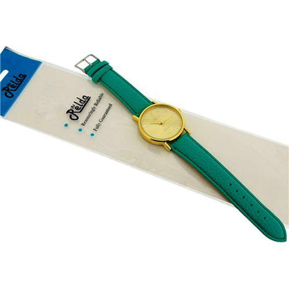 Relda Ladies Analogue Jumbo Gold tone Dial & Leather Strap With Buckle REL6 Available Multiple Colour - Needs Battery.