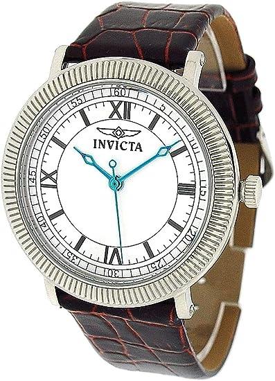 Invicta Mens White Dial Dark Blue/Black/Red Leather Straps Watch 0065 NEEDS BATTERIES