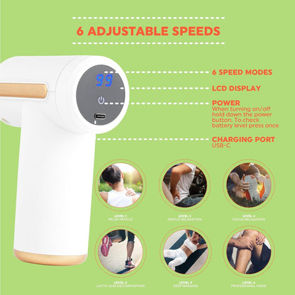 Salter Mini Massage Gun Electric Handheld, Rechargeable, 6 Intensity/Speeds, Includes Carry Bag