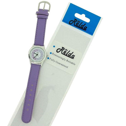 Relda Girls Children Time Teacher Purple Leather Strap Watch REL13