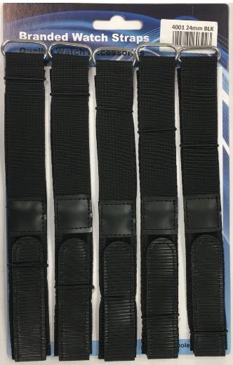 Velcro Watch Straps Black 4001GVB PK5 Available Multiple Size