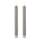 Set of 2 LED Wax Taper Candles Dove Grey 24cm