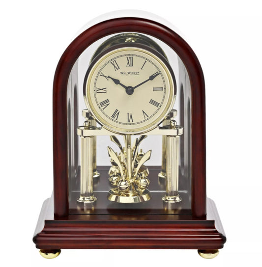 Widdop Dark Walnut Finish with Rotating Pendulum Mantel Clock