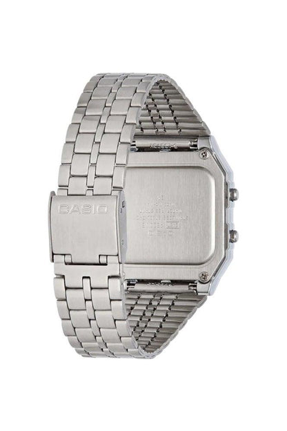 Casio Mens Vintage Classic Digital Silver-Tone World Time Bracelet Watch A500WA-1ACF