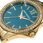 Mark Maddox Ladies Fashion Bling Quartz Blue Dial Analogue Display and Gold stainless steel Bracelet Watch - CLEARANCE NEEDS RE-BATTERY