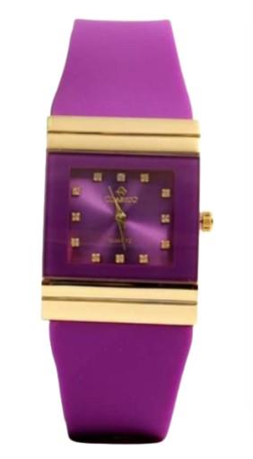 Clasico Ladies Water Resistant Bling Square Dial Rubber Strap Watch Available Multiple Colour