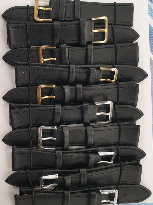 Leather Black Watch Straps Pk10 size 18mm (LOOSE)