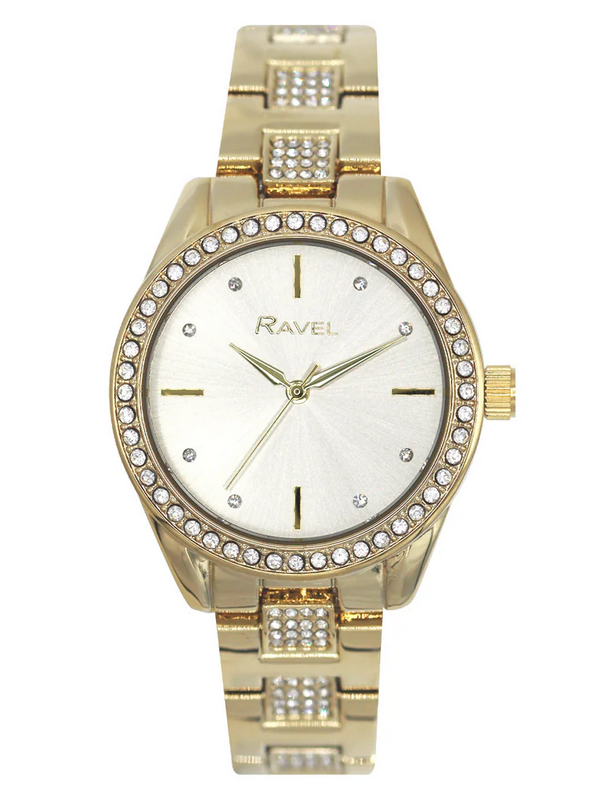 Ravel Plus Ladies Stone Dial Jewellery Gold Dress Watch
