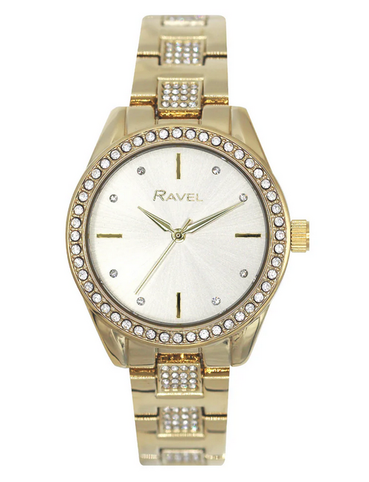 Ravel Plus Ladies Stone Dial Jewellery Gold Dress Watch