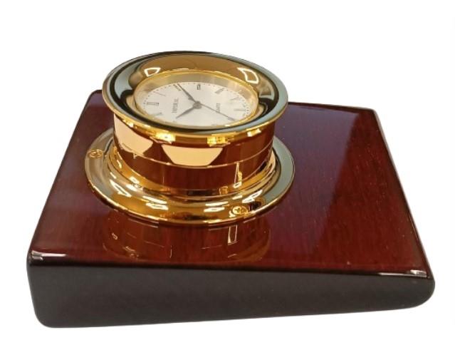 Miniature Clock Gold Plated Nautical Compass Paper Weight IMP79 - CLEARANCE NEEDS RE-BATTERY