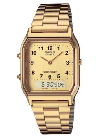 Casio Mens/Ladies Classic Analouge & Digital Dial Gold Bracelet Watch AQ-230GA Available Multiple Clour