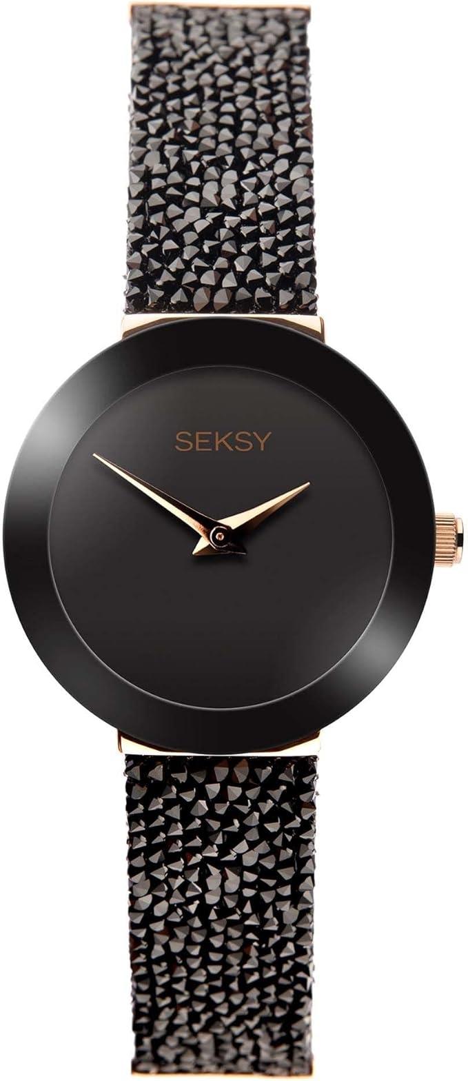 Seksy ladies Black Crystal Bracelet Watch 40069