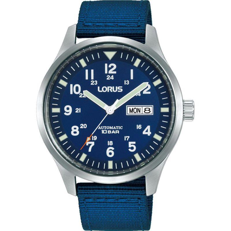 Lorus Mens Blue Fabric Strap Automatic Watch RL409BX9