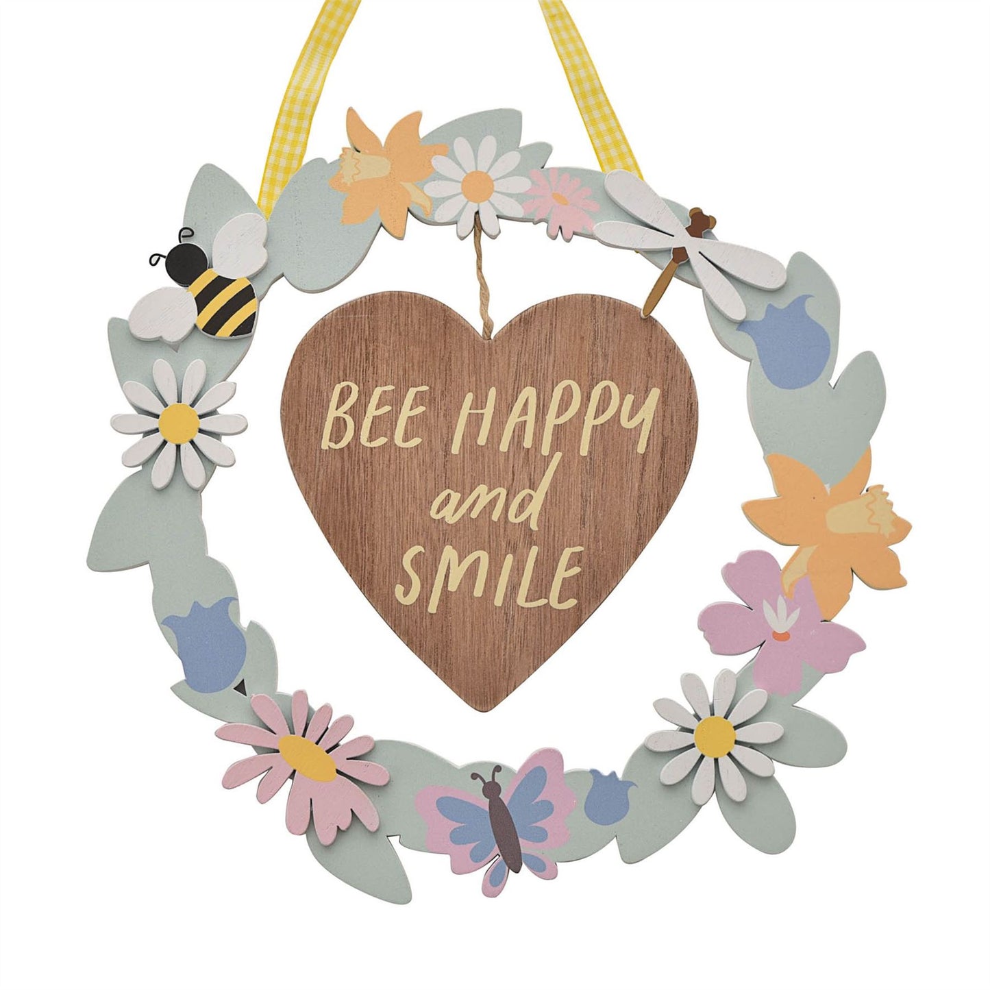 The Cottage Garden Wreath Plaque "Bee Happy"