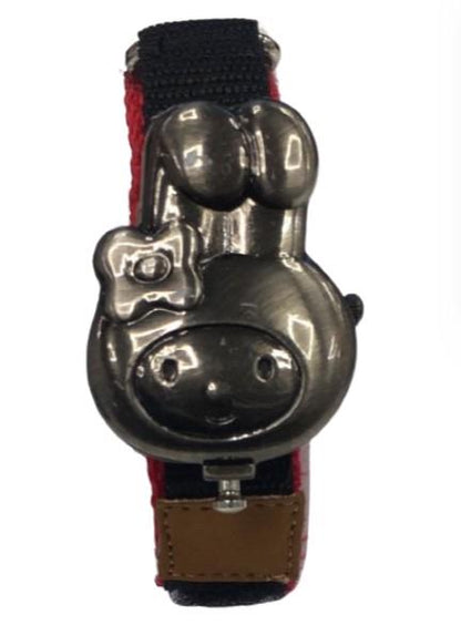 Rojas Children's Girls Boys Distinctive Selection Quartz Metal Folding Cover White Dial with Black/Red Velcro Strap Watch - CLEARANCE NEEDS RE-BATTERY