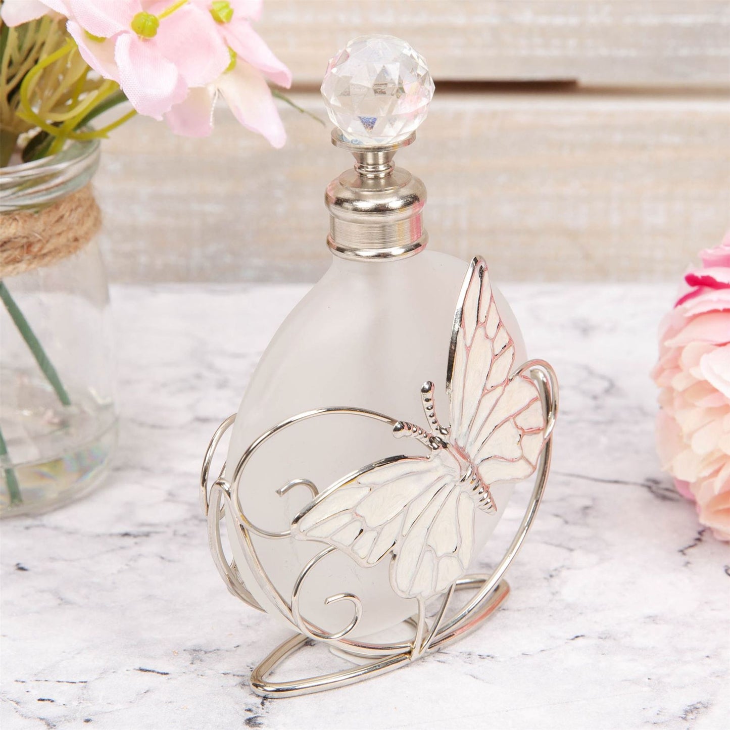 Sophia Glass & Wire Perfume Bottle with Butterfly