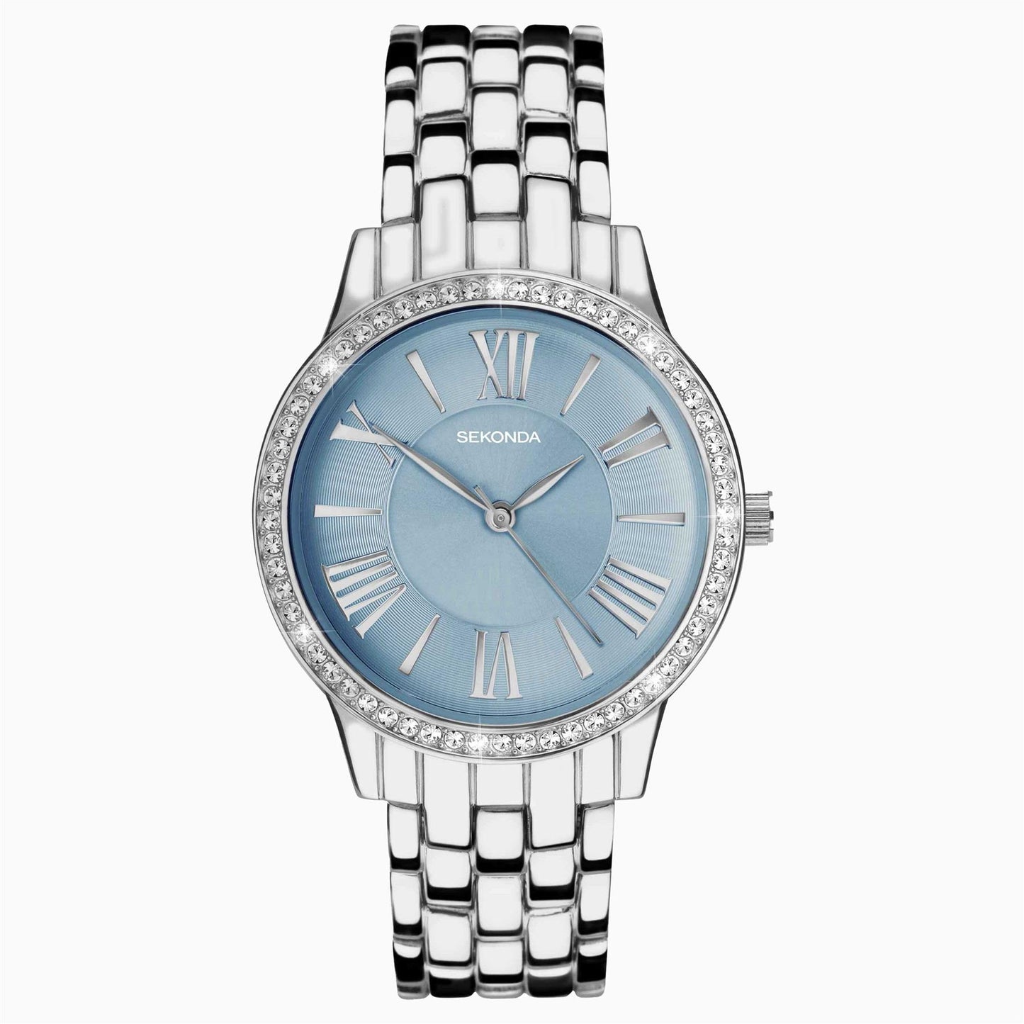 Sekonda Ladies Silver Case & Alloy Bracelet with Blue Dial