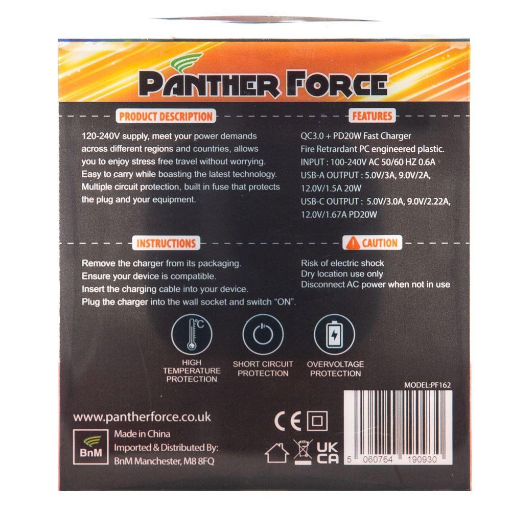 PANTHER FORCE FOLDING PIN 20W PLUG WITH USB-C & USB-A