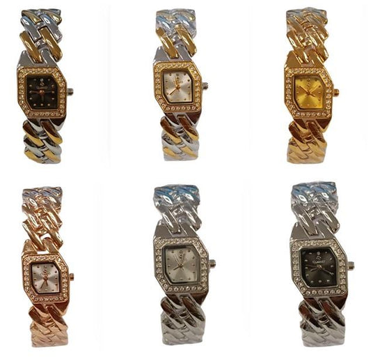 Clasico Ladies Water Resistant Bling Dial Metal Strap Bracelet Watch Available Multiple colour