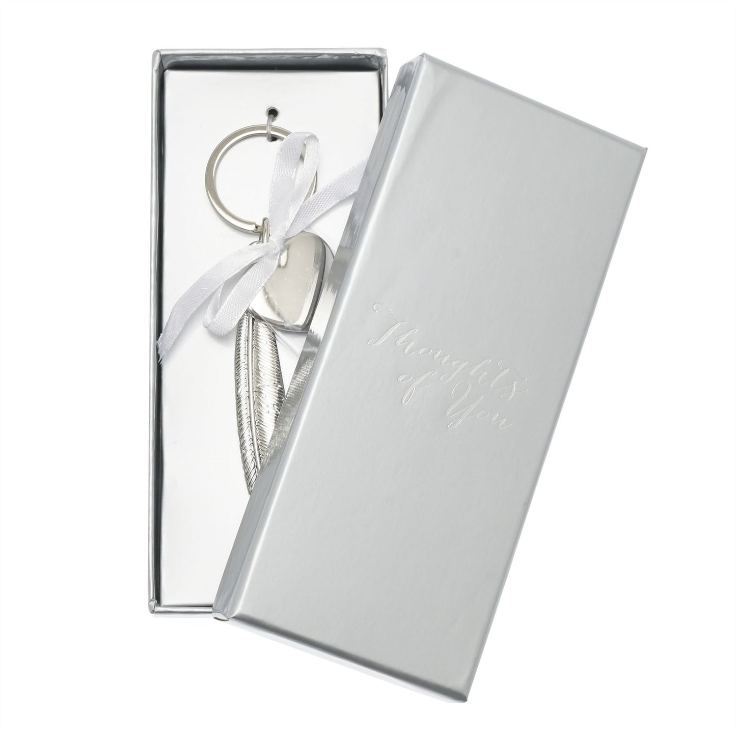 Engravable Silver Metal Feather Heart Plaque "Loving Memory"