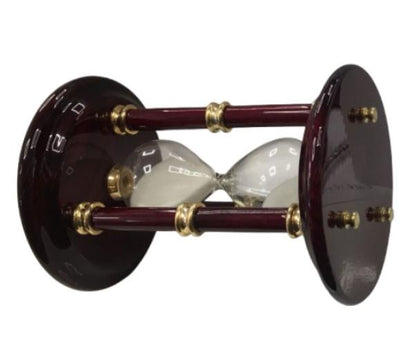 Miniature Clock 15cm Solid Matt Brown Wooden Gold Plated Large Hourglass Sand Timer IMP807