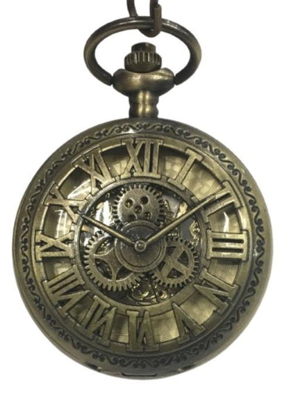 Mens & Ladies Mechanical Hand Winding Half Hunter Steampunk Bronze Pocket Watch