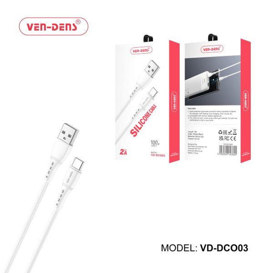 Ven-Dens USB to Type C Charging Cable White 1m