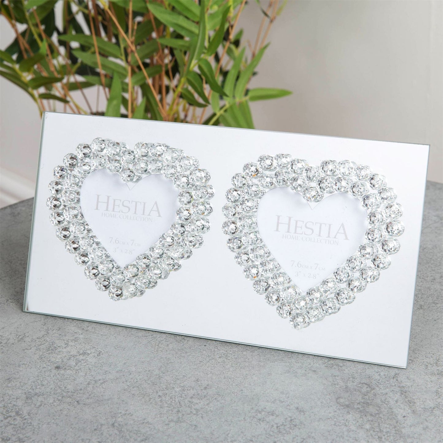 Hestia Mirror Glass Photo Frame Heart Design 3" x 2.8"