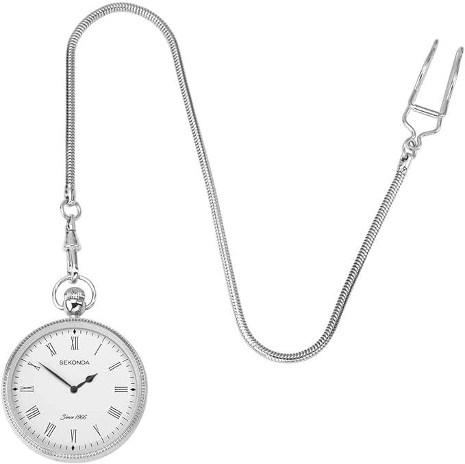 Sekonda Classic Silver & Brass Chain Pocket Watch 1792