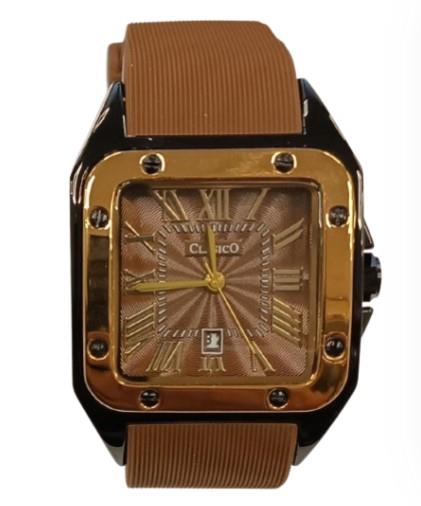 Clasico Ladies Dated Water Resistant Square Dial Rubber Strap Watch Available Multiple colour