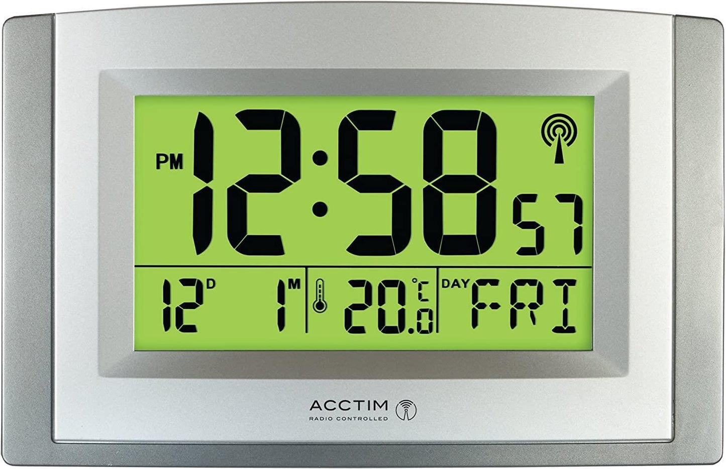 Acctim Status Radio Controlled Digital Smartlite Wall/Desk Clock, Silver 74057