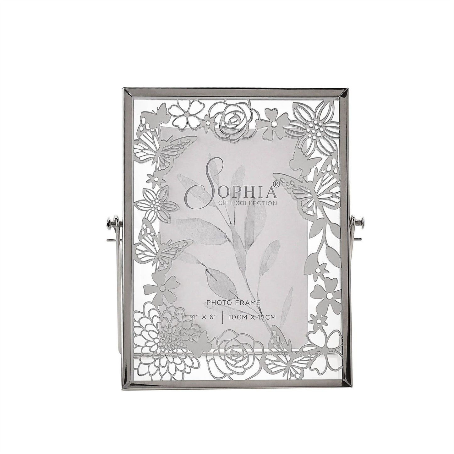 Sophia Mirrored Floral Pattern Photo Frame 4" x 6"