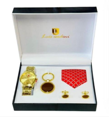Luis Cardini Mens Watch, Tie, Cufflinks & Keychain Gift Sets 27144 Watch Model & Colour's May Varied