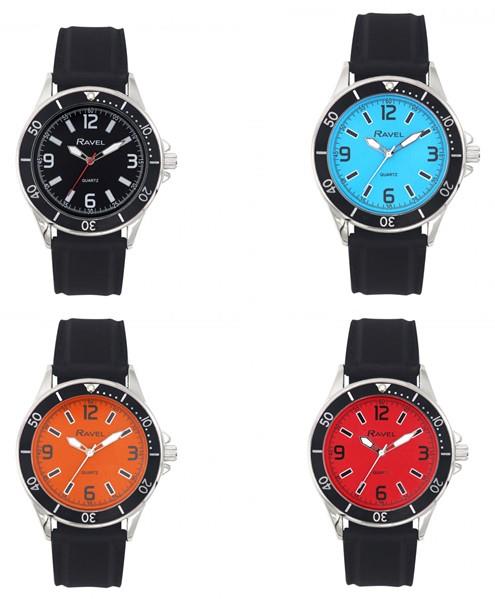 Ravel Mens Sports Dial Silicone Strap Watch RS002 Available Multiple Colour
