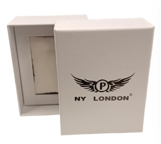 NY London Mens Automatic Hollow mechanical Dial Analogue Silver/Black Leather Strap Watch