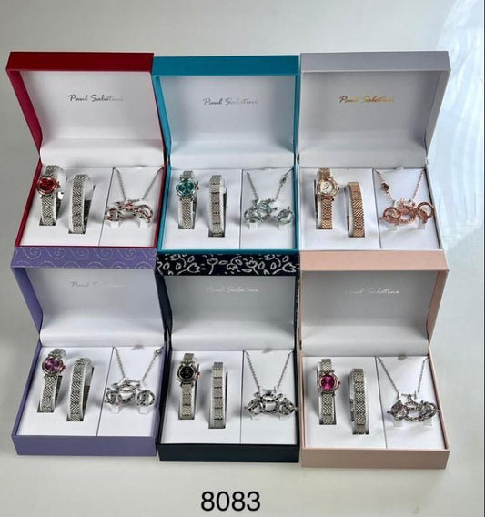 Geneva Ladies Bling Barcelet Watch Gift Sets 8083 Available Multiple Colour