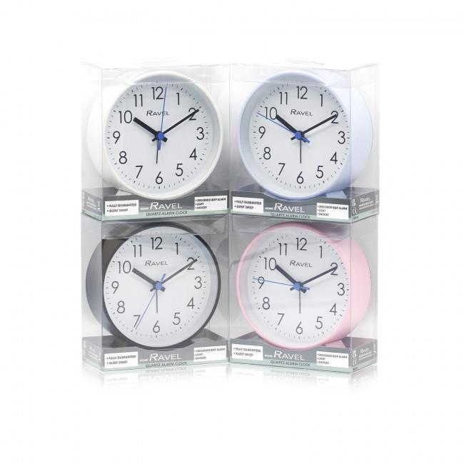 Ravel Bedside Modern Round Large Alarm Clock RC049 Available Multiple Colour