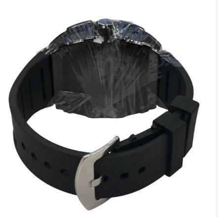 New Rubber Gents Black Bling Fashion Quartz Movement Dated Skeleton Clear Dial Rubber Strap Watch Available Multi Colour NY London