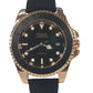NY London Mens Automatic Dated Dial Analogue RoseGold/Black Rubber Strap Watch