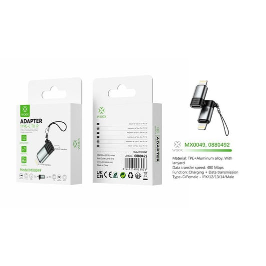 Woox Type-C/F to Lightning/M Plug & Play Adapter for Charging & Data Transfer