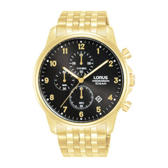 Lorus Mens Gold Plated Chronograph Bracelet Watch RM340JX9
