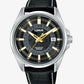 Lorus Mens Automatic Date Black Dial Black Leather strap Watch RU411AX9