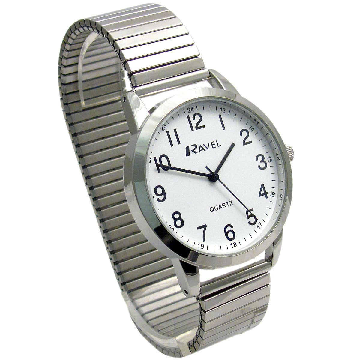 Ravel Mens Basic Bold Number Expander Bracelet Watch R0232G